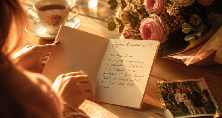 Bon anniversaire maman : 4 styles de messages pour une attention inoubliable Bon anniversaire maman carte main fleurs