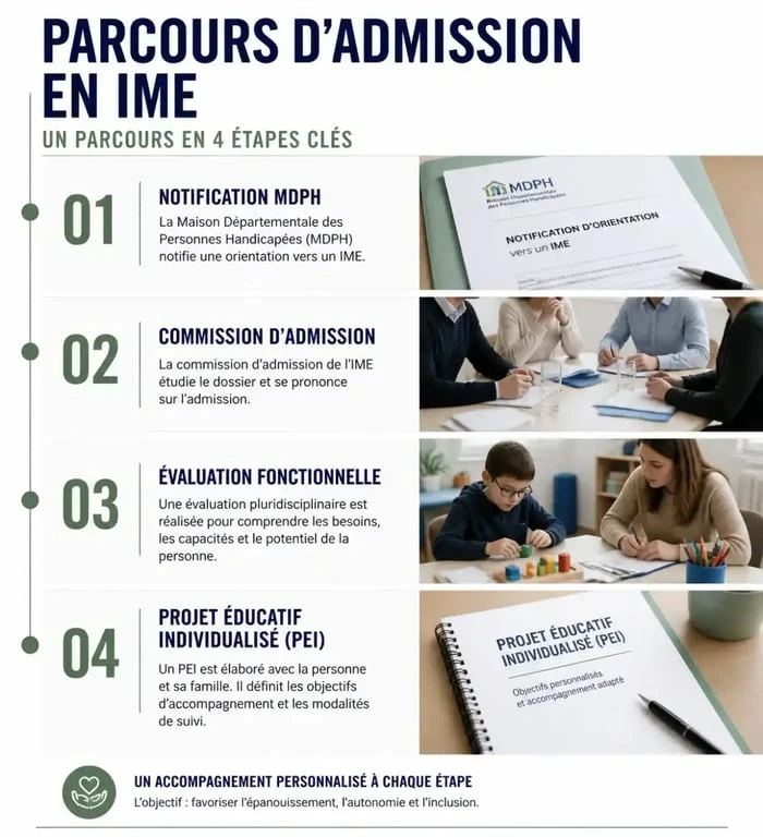 Infographie des étapes d'admission à l'IME CAP Autisme