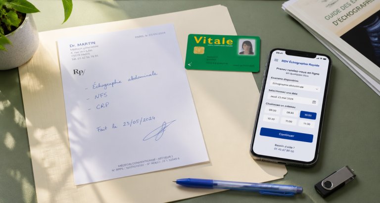rdv échographie rapide sur smartphone et documents