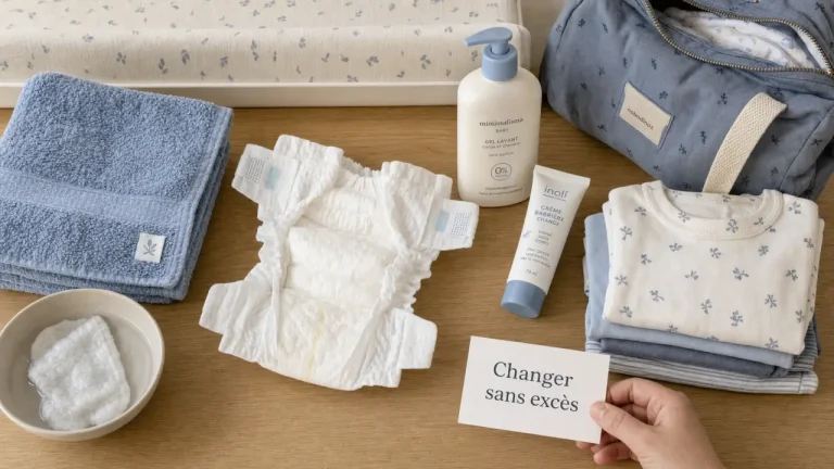 Changer un bébé sans irriter sa peau : fréquence, matériel et gestes sûrs Changer un bebe : couche, coton et crème barrière sans irriter la peau