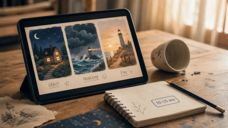 Dessin animé 3 ans intelligent, durée 10–15 min, tablette en salon