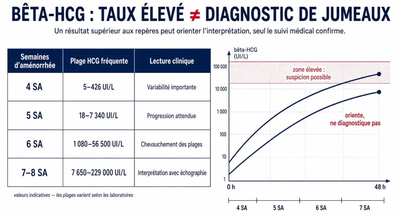 Taux hcg jumeaux tableau comparatif des valeurs et de l'évolution en début de grossesse