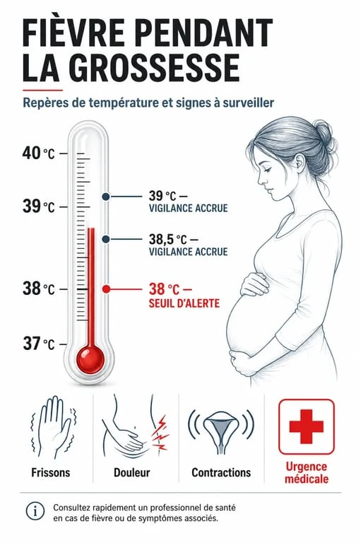 Fièvre et enceinte : seuils de température et signes d’alerte pendant la grossesse