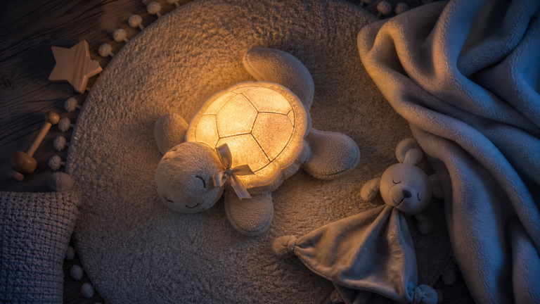 Peluche veilleuse tortue avec lumière douce pour bébé