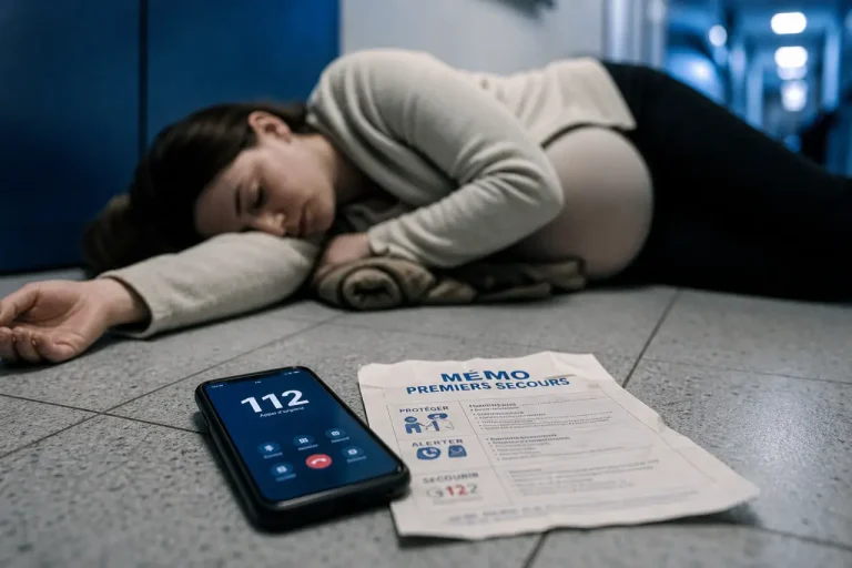 PLS femme enceinte inconsciente : vérifier respiration en 10 secondes