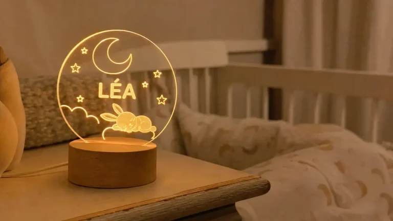 Veilleuse bébé personnalisé avec prénom, lueur chaude