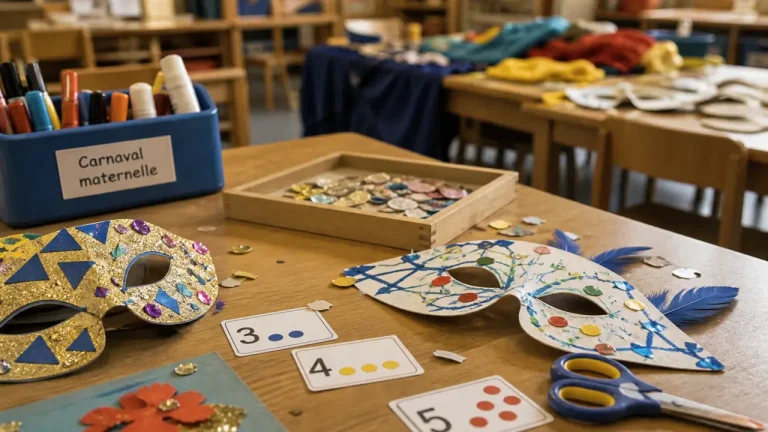 5 ateliers carnaval pour la maternelle, du graphisme au défilé Activité carnaval maternelle : gabarits de masques, feutres et gommettes en classe