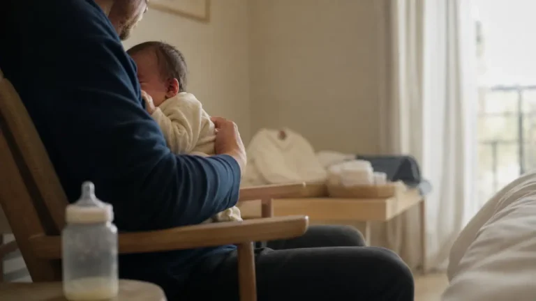 Bébé de 3 semaines : 14 à 17 heures de sommeil, tétées rapprochées et pleurs du soir Bébé de 3 semaines après la tétée, parent au calme