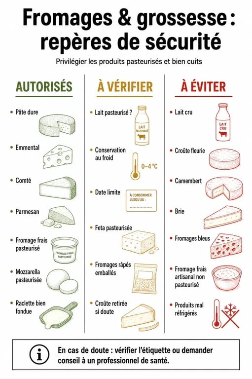 Liste fromage pasteurisé grossesse : tableau des fromages autorisés, à vérifier et à éviter pendant la grossesse