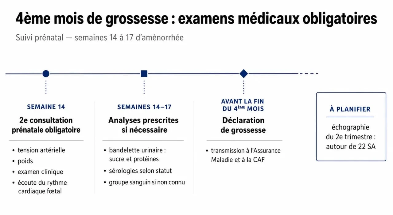 Calendrier des examens médicaux au 4ème mois de grossesse