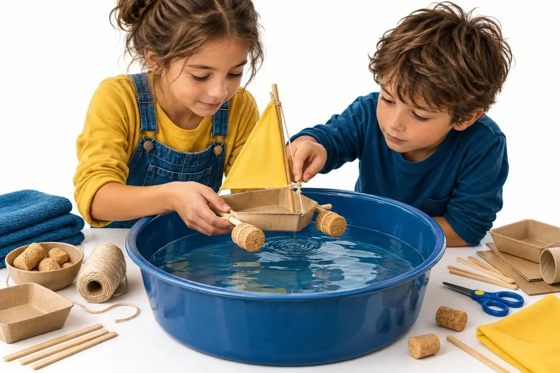Activité thème mer et océan avec construction et test d’un bateau flottant