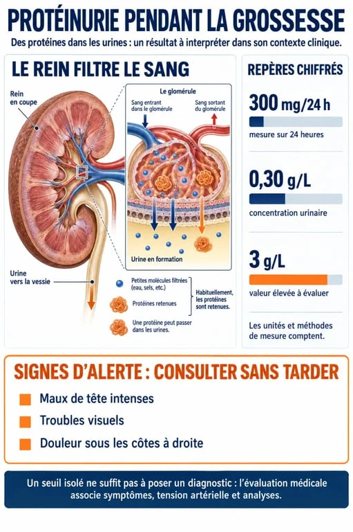 Protéine dans les urines grossesse : seuils de protéinurie et signes d’alerte à connaître