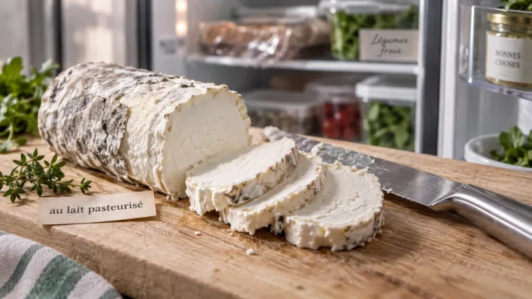 Fromage de chevre pasteurisé grossesse : tranches, étiquette au lait pasteurisé