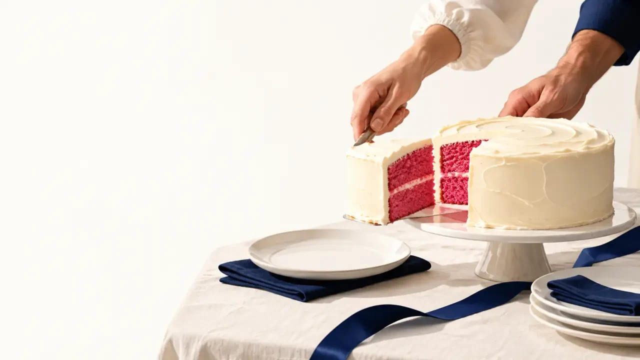 Annonce sexe bébé avec un gâteau révélateur à découper lors d’un repas familial