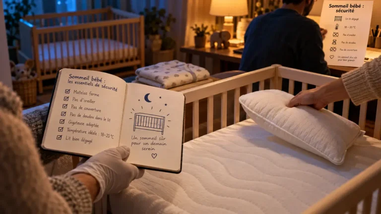 Kinesiologue sommeil bébé : carnet de séance sur matelas